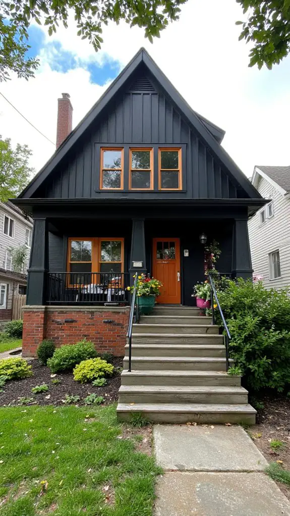 dark gray with wood accents