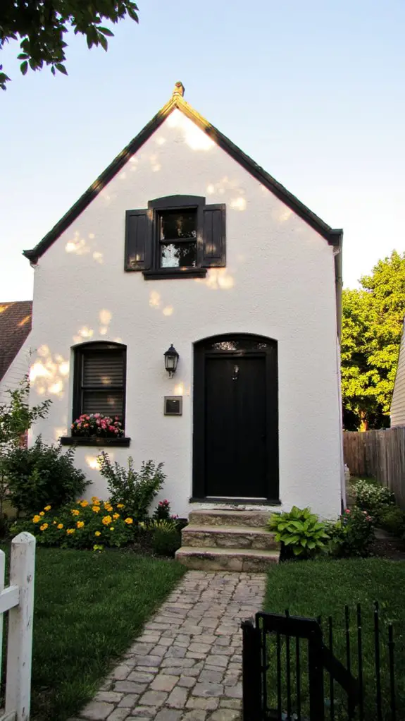 dark trim enhances architecture