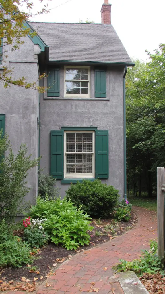 deep green shutters enhance