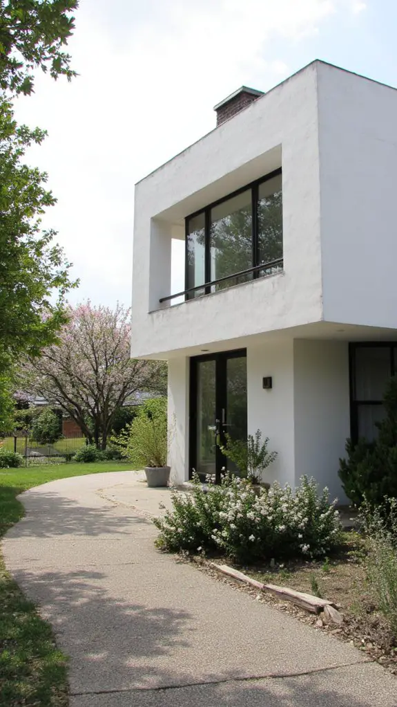 dramatic architectural overhang features