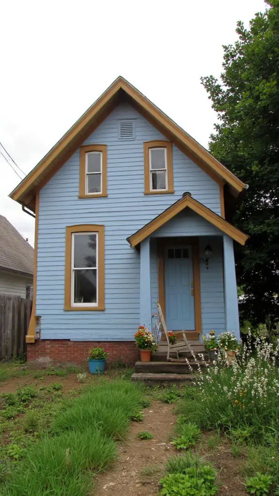 dusty blue earthy tan