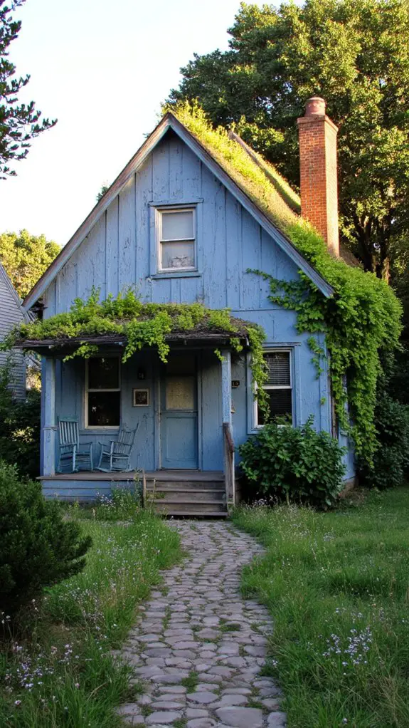 dusty blue roof garden