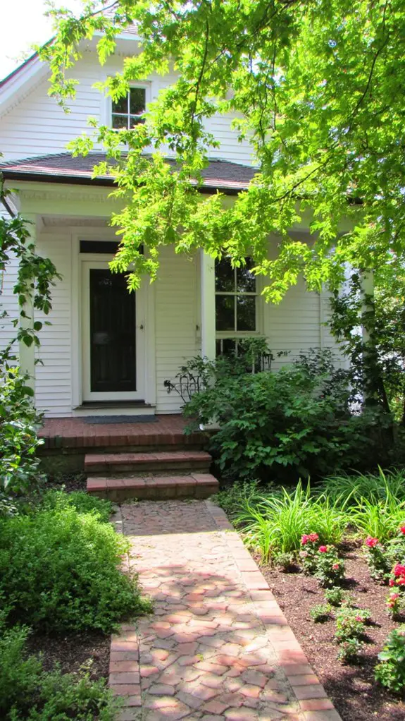 eco friendly white siding greenery