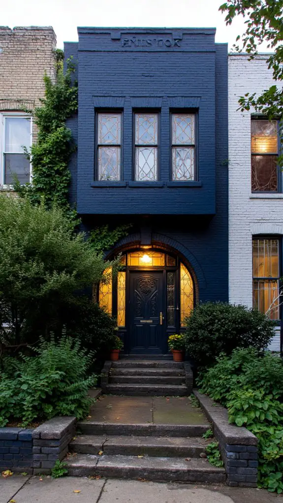 elegant blue geometric facade