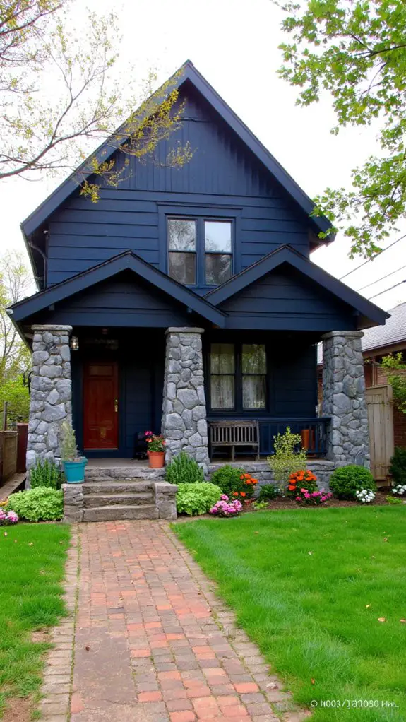 elegant blue stone facade