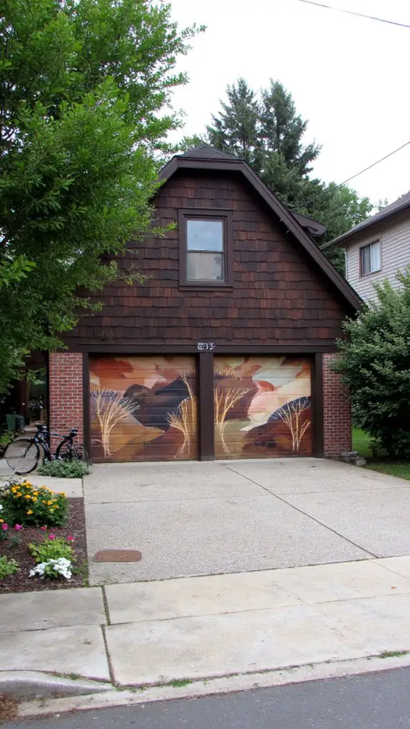 elegant brown mural doors