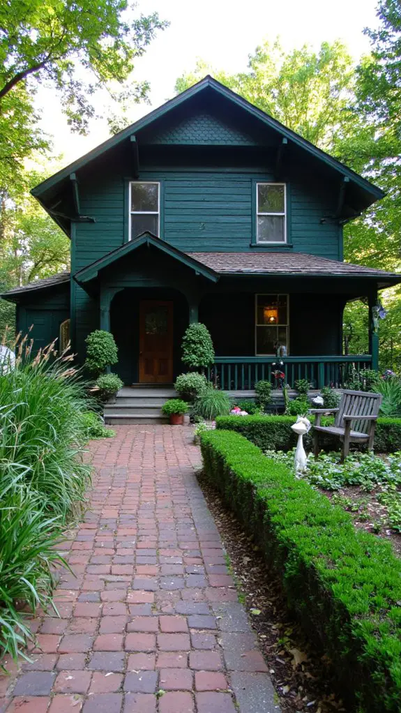 elegant dark green farmhouse