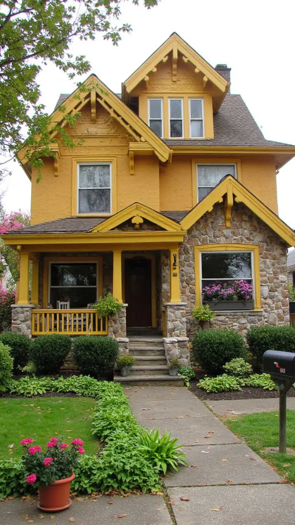 elegant golden yellow stone facade