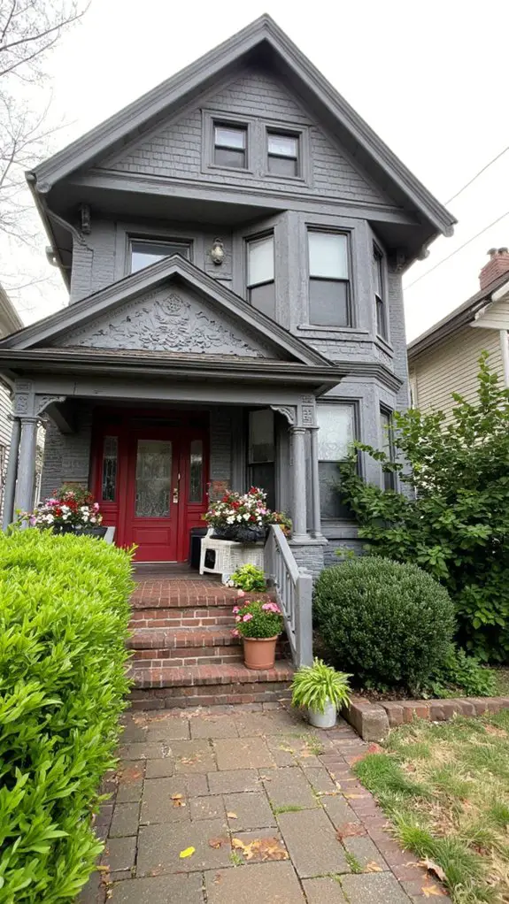 elegant gray house entrance