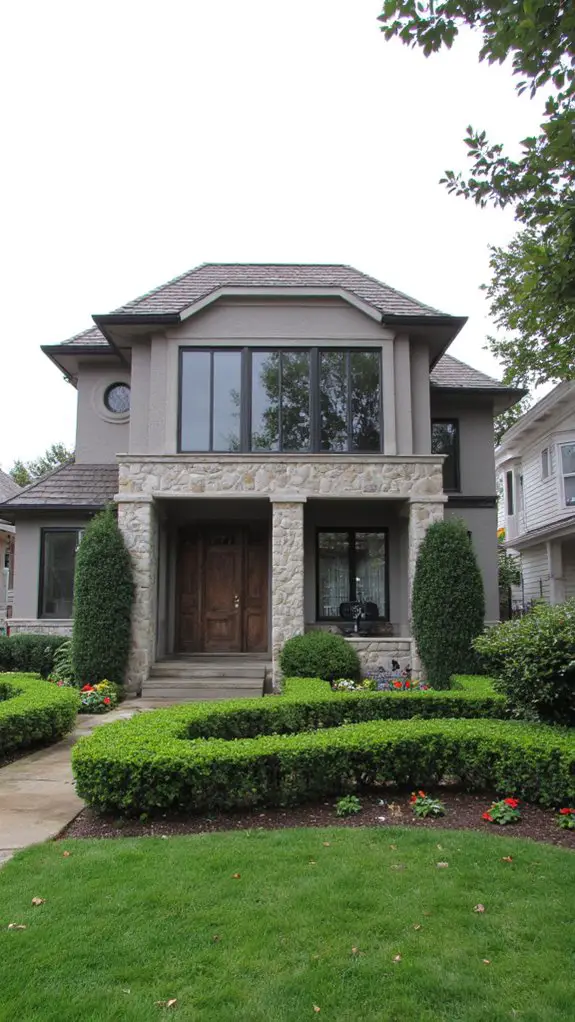 elegant gray mansion architecture