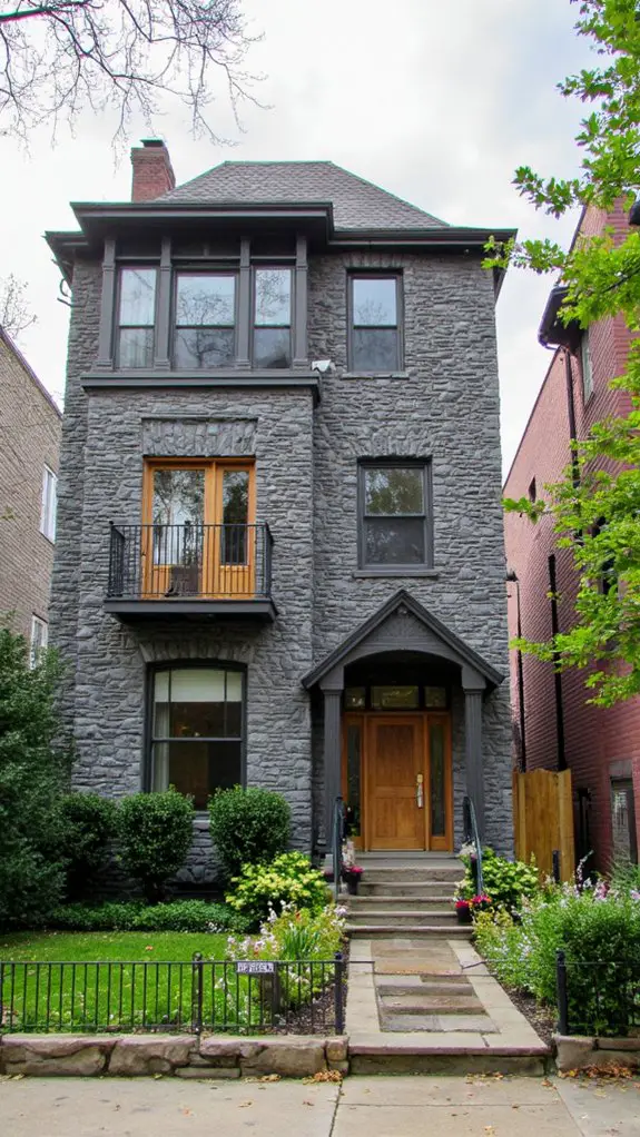 elegant gray stone townhouse