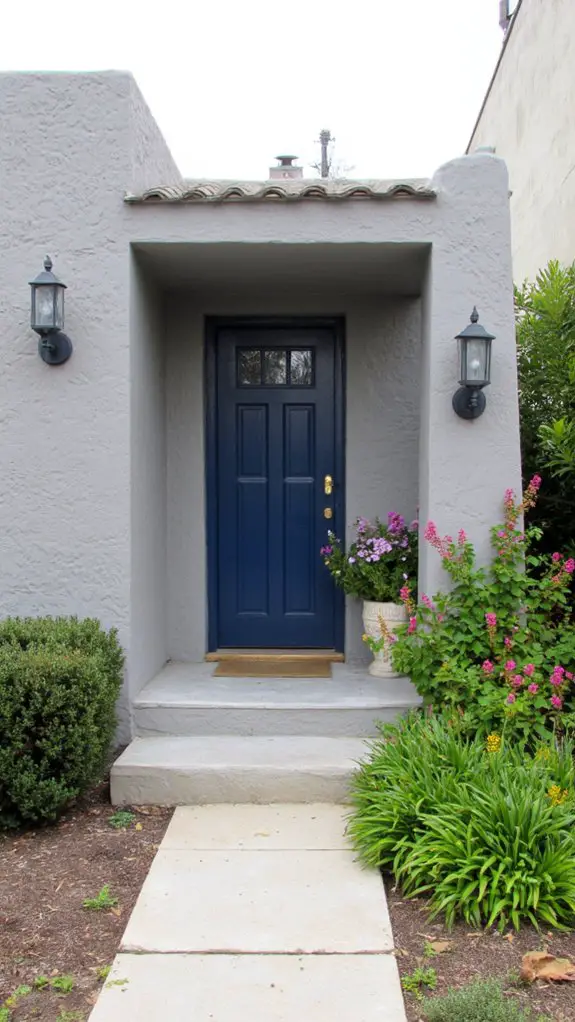 elegant gray stucco entrance