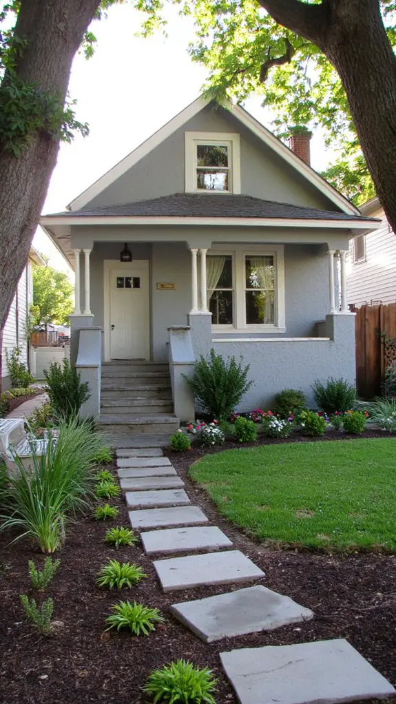 elegant gray stucco landscaping