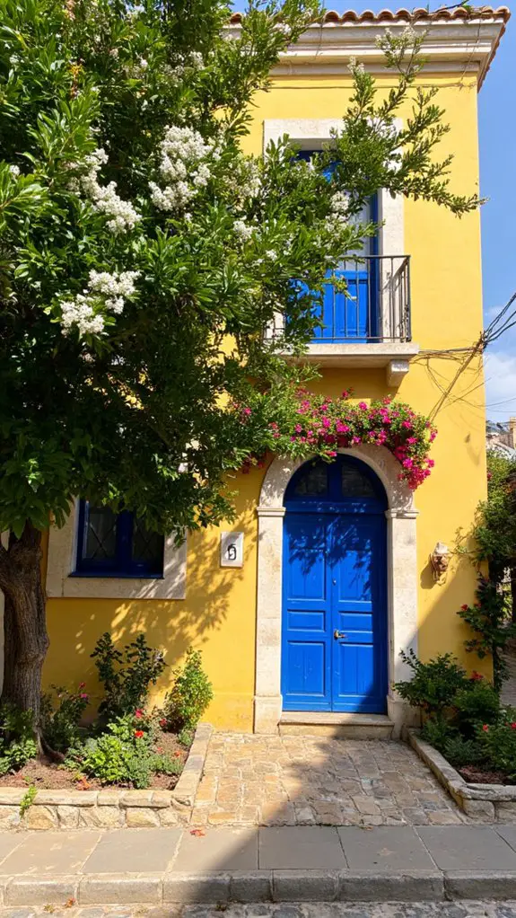 elegant navy doors invite