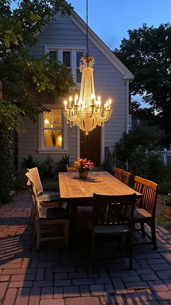 elegant outdoor dining chandeliers