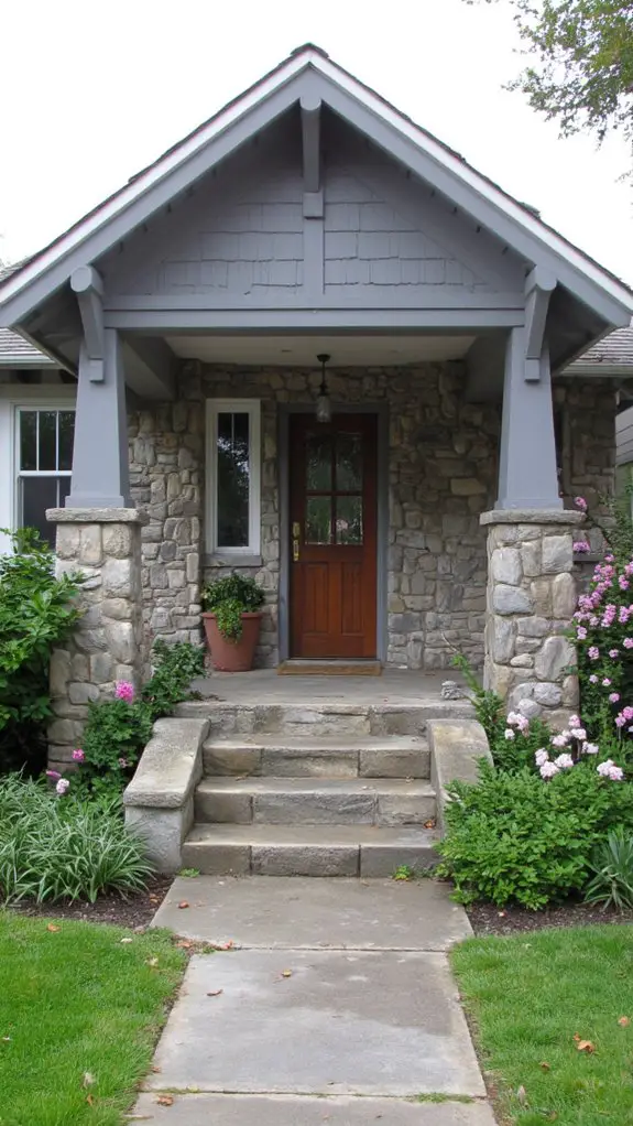 elegant stone detailing bungalow