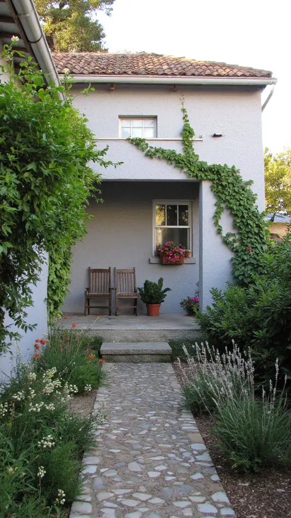 elegant stucco with greenery