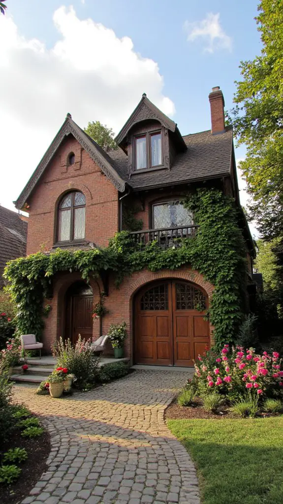 elegant tudor garage entrance