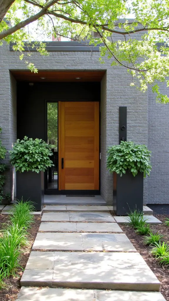 elevated gray brick entryway
