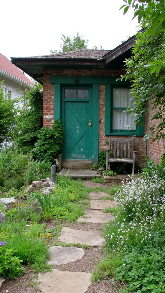 emerald green rustic accents