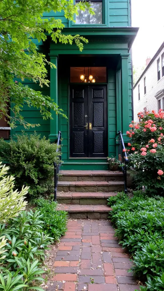emerald green textured doors