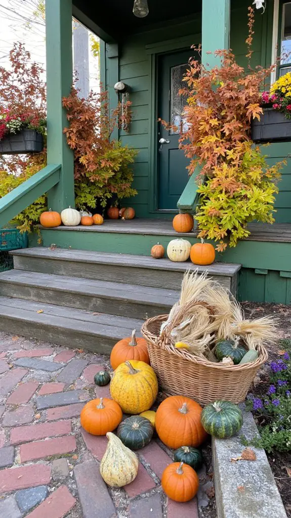 festive autumn gourd display