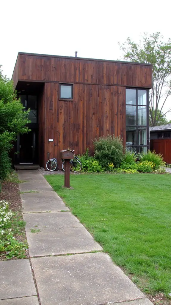 flat rooflines brown cladding