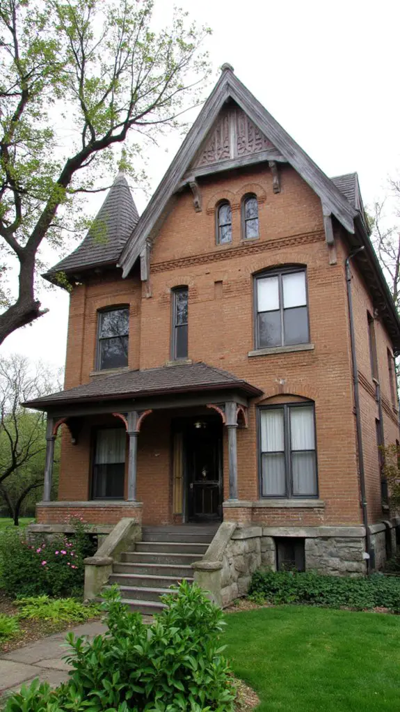 gothic revival light brown bricks