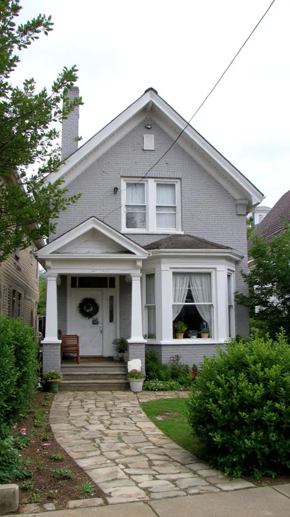 gray brick white accents
