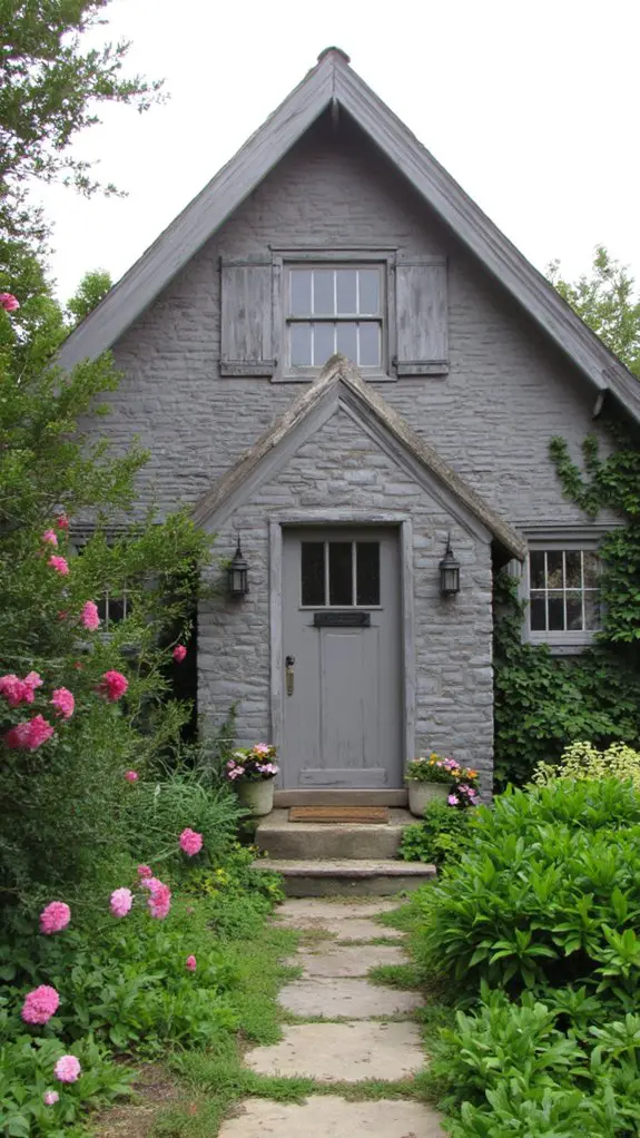 gray cottage with shutters