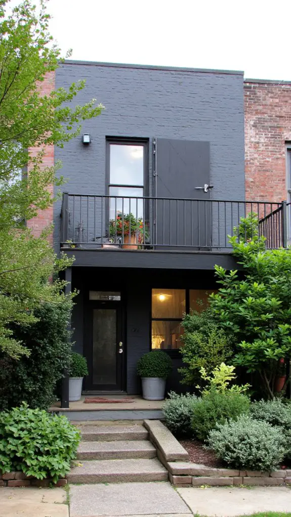gray duplex with metal shutters