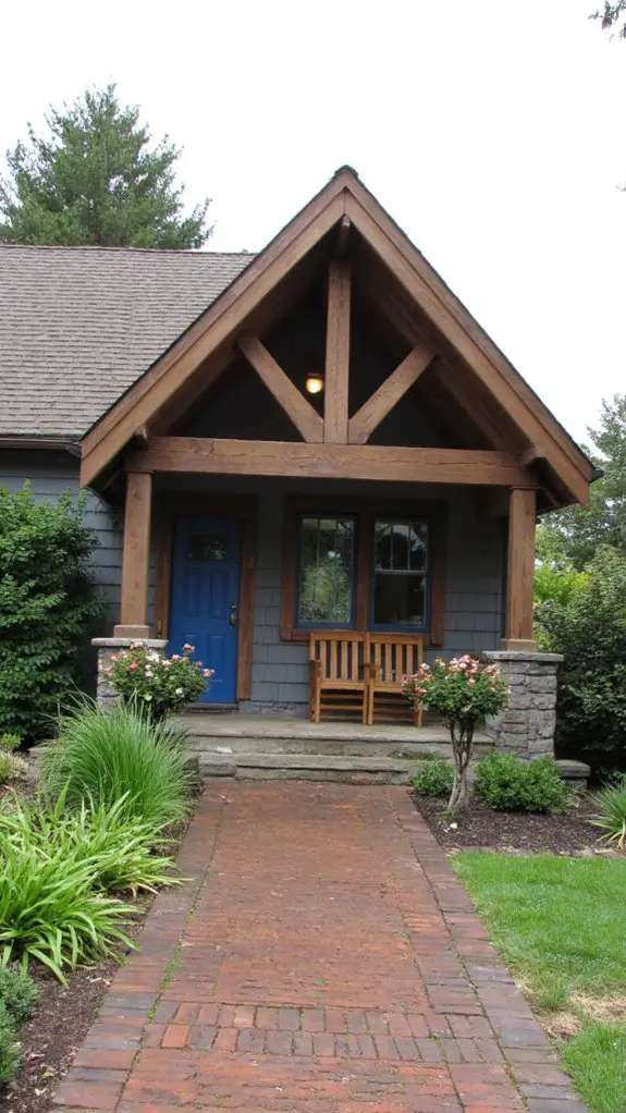 gray exterior wood rafters