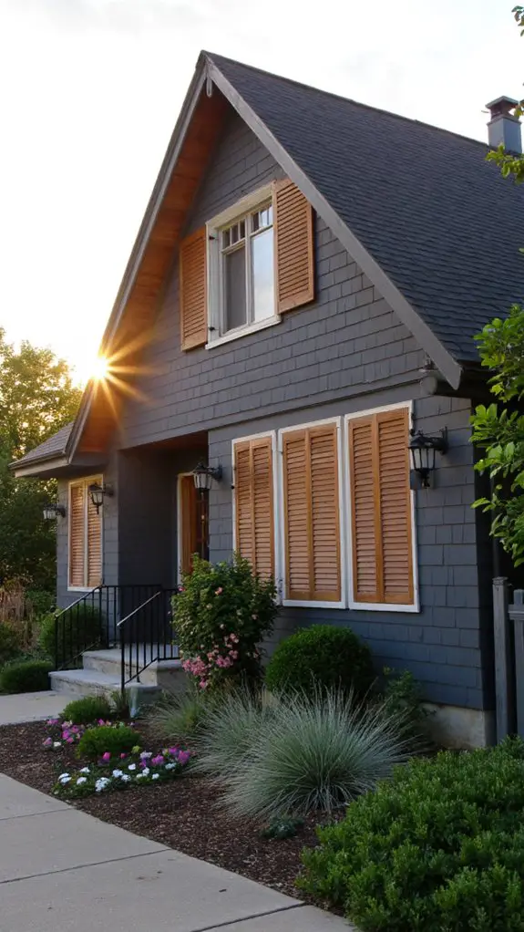 gray exterior wooden louvers