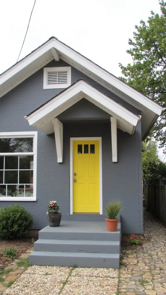 gray facade with accents