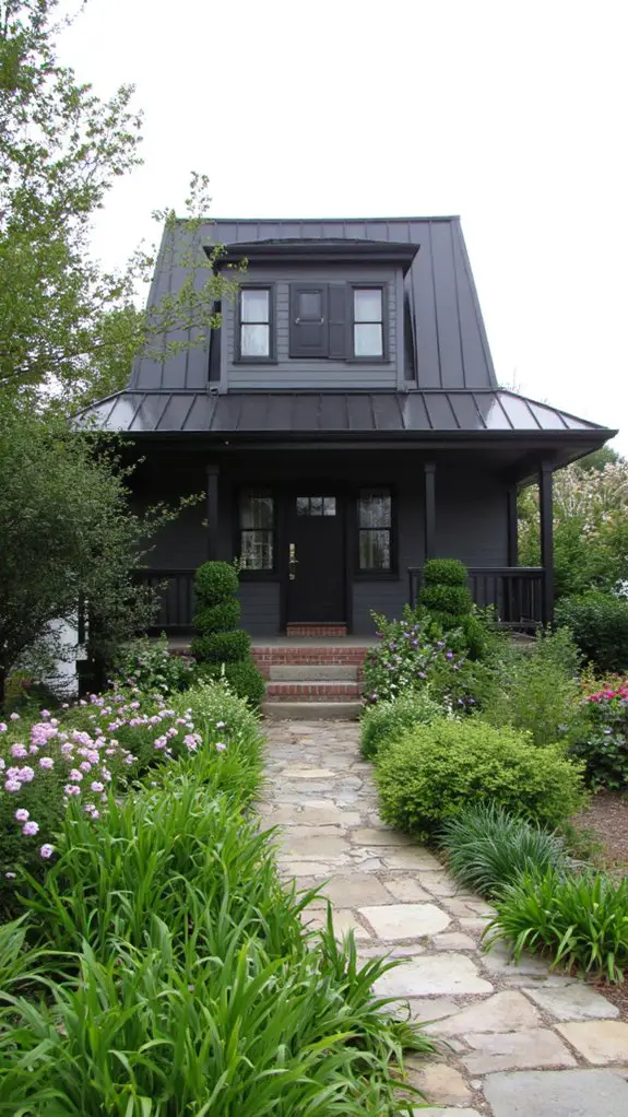 gray house with black shutters
