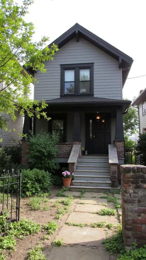 gray house with black trim