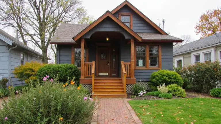 gray house with warm accents