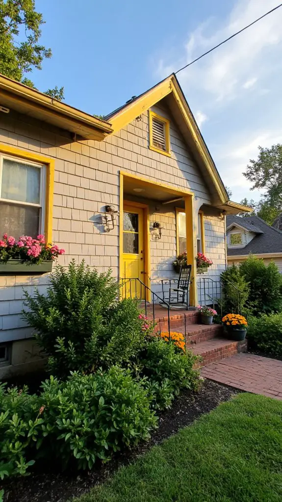 gray paneling yellow accents