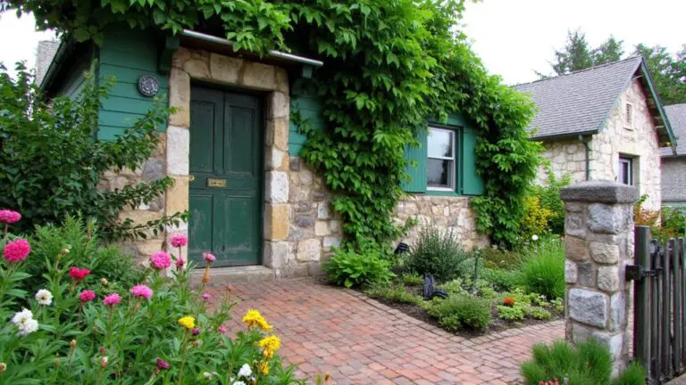 green houses with stone