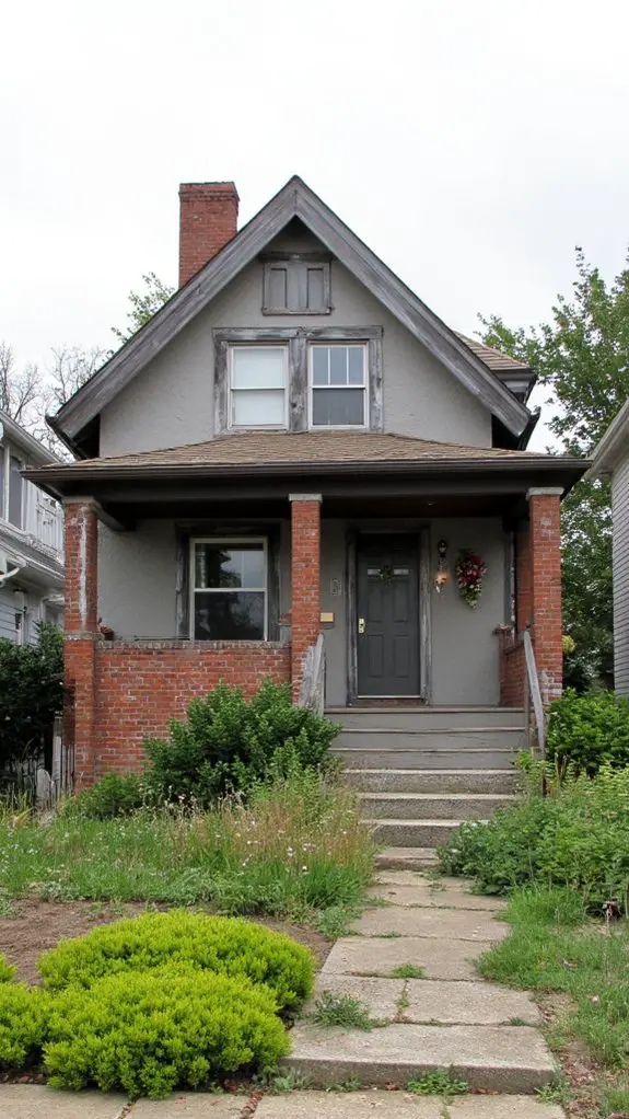 greige and textured brick