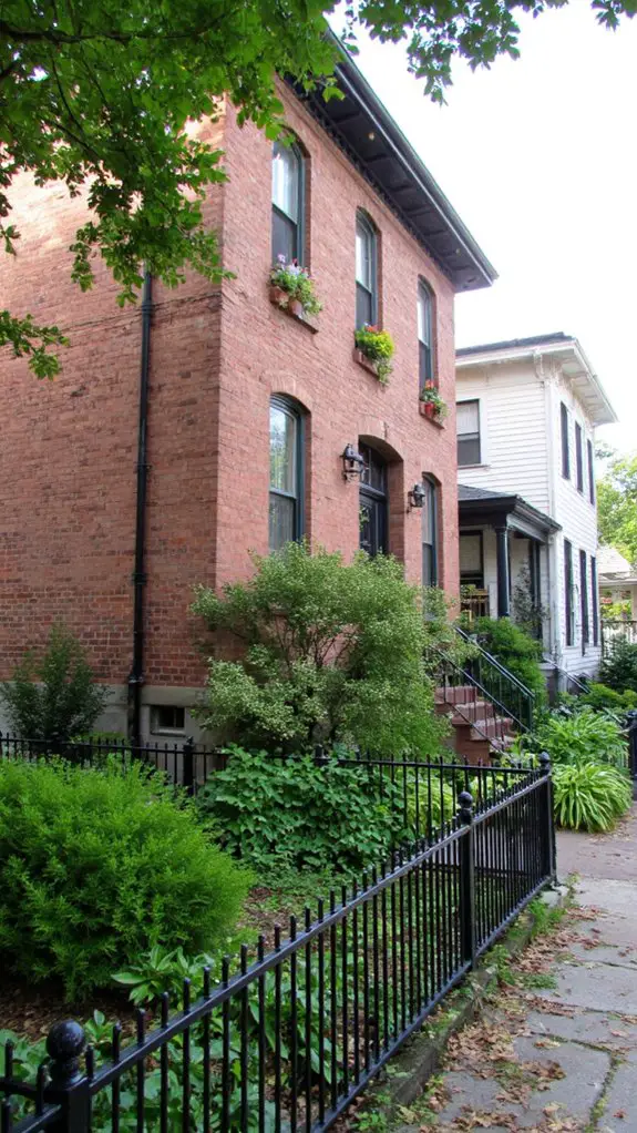 historic homes with black gutters