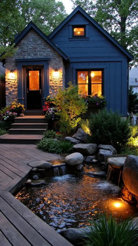 illuminated serene water features