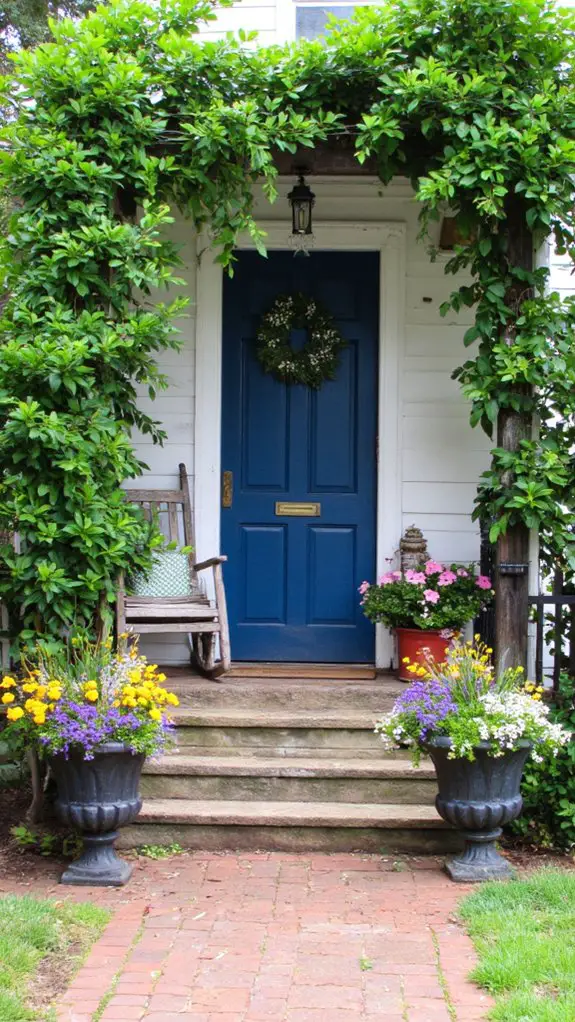 inviting colonial blue entryway
