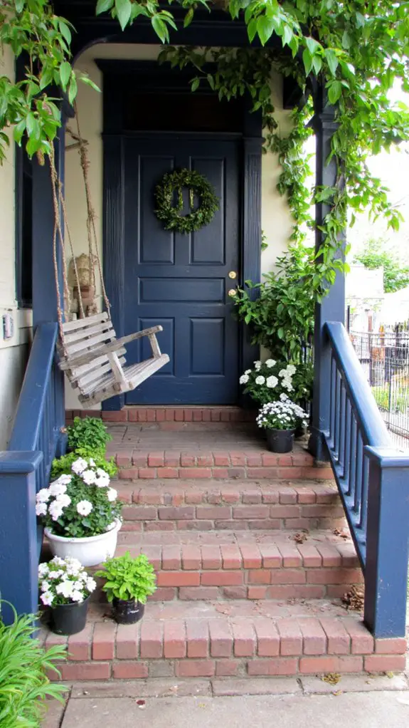 inviting green navy porches