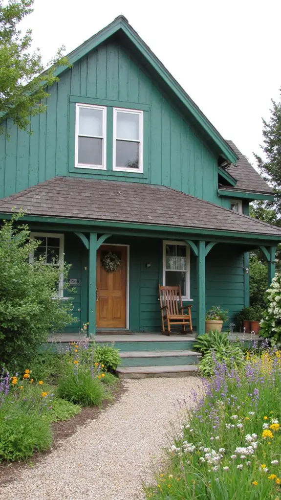 jade green farmhouse siding