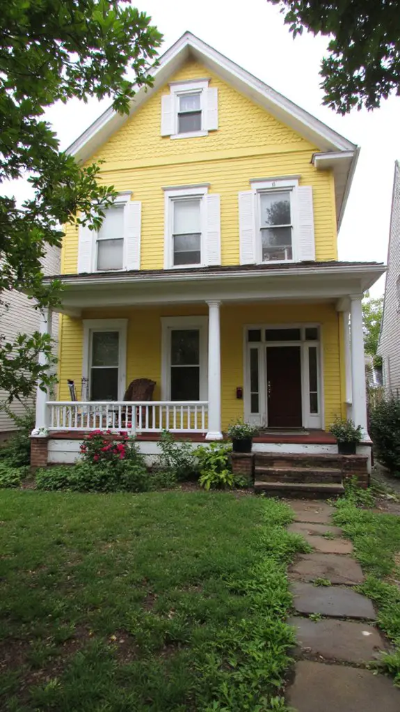 joyful yellow colonial facade