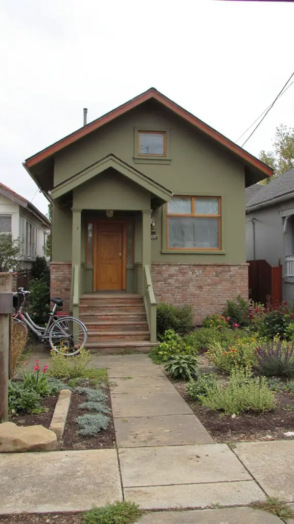 khaki green mid century elegance