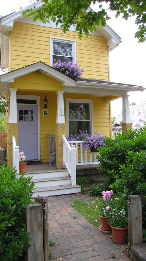 lavender accents brighten yellow