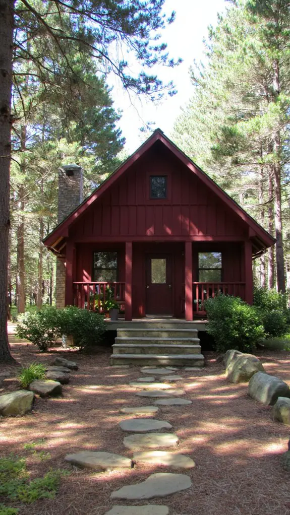 maroon cabin in nature