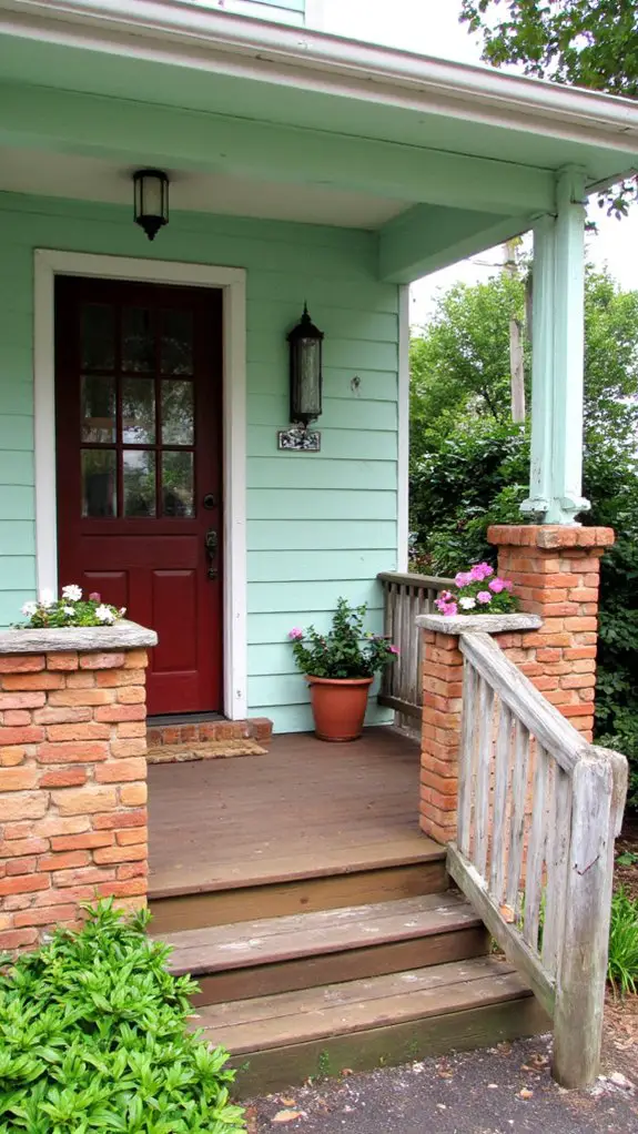mint green and brick harmony